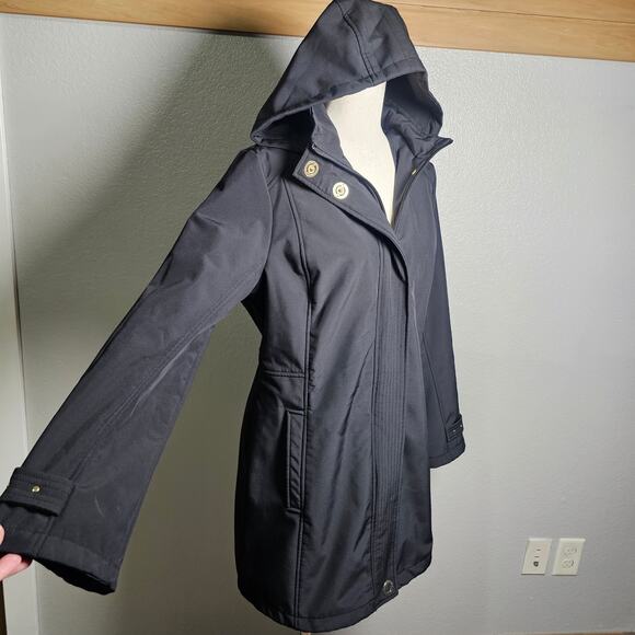 Weatherproof Long Line Neoprene Dressy Black Jacket with Snaps & Quilted Trim - Picture 2 of 9